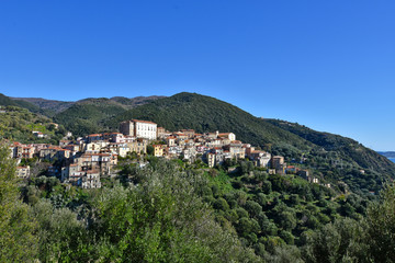 View of a medieval village in the mountains of southern Italy