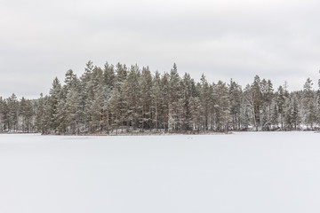 Frozen lake in Sweden during the winter months.