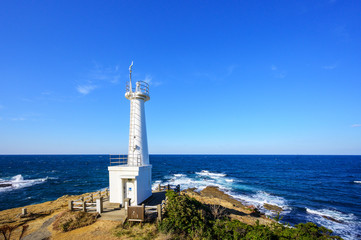 冬の岩屋海岸と灯台【福岡県】