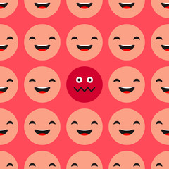 Positive and Negative emotions. Seamless background. Sad and Happy Mood Icons. Vector illustration for web design or print.