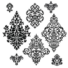 Oriental vector damask patterns for greeting cards and wedding invitations.