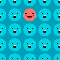 Positive and Negative emotions. Seamless background. Sad and Happy Mood Icons. Vector illustration for web design or print.
