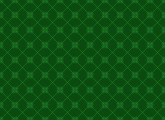 Seamless pattern for Patrick's day with stylish print. Green geometric background with clover, shamrock. Backdrop for the festive decoration of modern banners, cards, packaging and wallpaper, print.