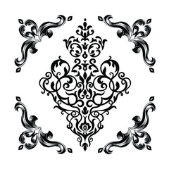 Oriental vector damask patterns for greeting cards and wedding invitations.