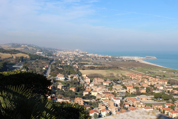 Fototapeta premium Landscape from Rock tower in Torre di Palme, Fermo