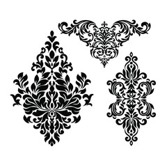Oriental vector damask patterns for greeting cards and wedding invitations.