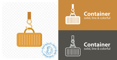 Container logistic and delivery flat icon. line icon