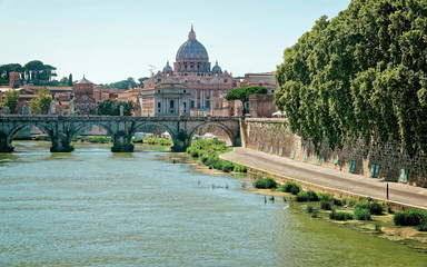 Dome of Saint Peters Basilica and Ponte Sant Angelo