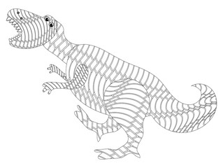 tyrannosaur. dinosaur. coloring book for children and adults. black and white outline drawing. children's poster.