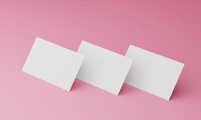 Fototapeta na wymiar three business cards pink color background