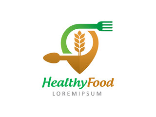 Obraz premium Food point logo template design, icon, symbol