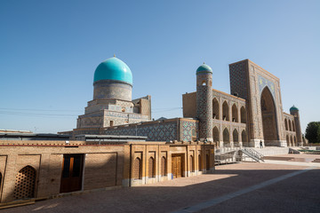 Registan square on a sunny day in Samarkand, Uzbekistan