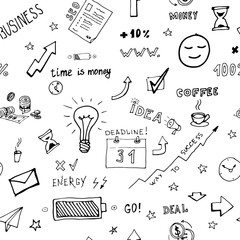 Business and success doodle pattern. Set of business doodle on white background.
