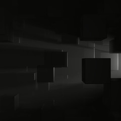 Abstract background of cube shape with flare lighting. 3D rendering.