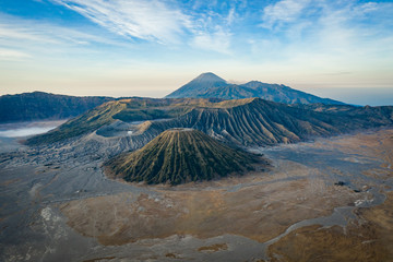 aerial panorama view of mount bromo in indonesia
