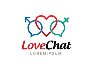 Love chat logo template design, icon, symbol