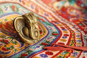 Bronze statuette of the Indian god Ganesha with the head of an elephant.
