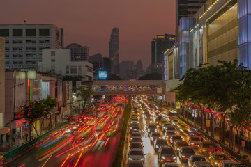 Bangkok, Thailand - 21 December 2019 City views at the new pathway in Pathumwan