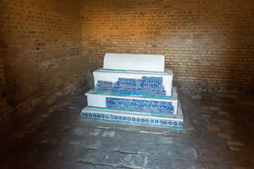 Tomb in historical necropolis and mausoleums of Shakhi Zinda, Samarkand, Uzbekistan.