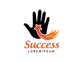 Hand and star logo template design, icon, symbol