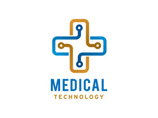 Obraz premium Medical technology logo template design, icon, symbol