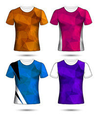  t-shirt templates abstract geometric collection of different colors polygonal mosaic