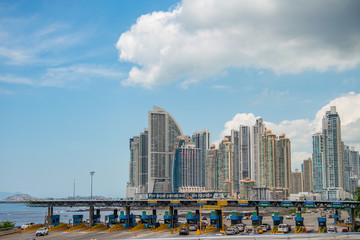 Fototapeta premium Panama / Panama. 04.24.2013.Panoramic view of Panama from the tollbooth