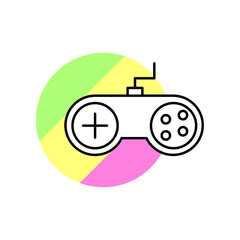 Games console icon. Simple line, outline vector in color circle of retro 90s style icons for ui and ux, website or mobile application