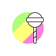 Candy lollipop icon. Simple line, outline vector in color circle of retro 90s style icons for ui and ux, website or mobile application