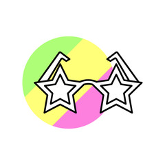Glasses star icon. Simple line, outline vector in color circle of retro 90s style icons for ui and ux, website or mobile application