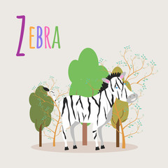 Colorful book alphabet. Book of animals. Letter Z