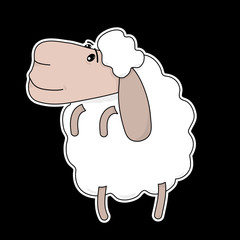 Sheep. Lamb. One of the symbols of farm, country and village. Template for icon, sticker or part of garland. Vector illustration.