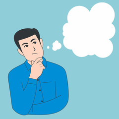 Flat Thinking Man Vector Illustration