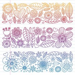 Flowers March 8. Doodle floral pattern. Vector icons for women.