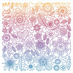 Flowers March 8. Doodle floral pattern. Vector icons for women.