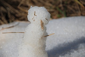 Icy snowman in the sun