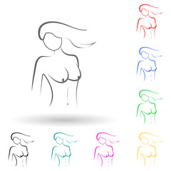 female body multi color style icon. Simple glyph, flat vector of human parts icons for ui and ux, website or mobile application