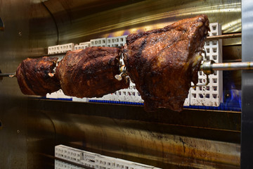 A Fresh Cooked Rack of Ribs in a Rotisserie