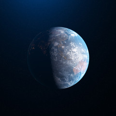 Space background, realistic planet mother Earth. Print Realistic image of the planet on a black background
