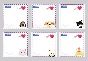 Set of design paper note with cute animal.