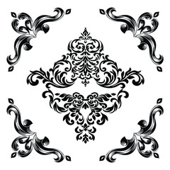 Oriental vector damask patterns for greeting cards and wedding invitations.