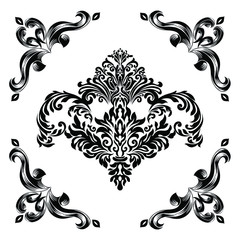 Oriental vector damask patterns for greeting cards and wedding invitations.