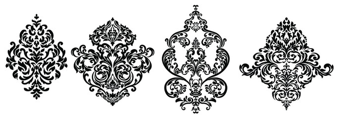 Oriental vector damask patterns for greeting cards and wedding invitations.