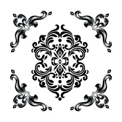 Oriental vector damask patterns for greeting cards and wedding invitations.