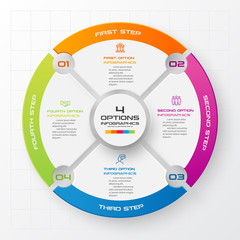 Circle infographic template with 4 options,Vector illustration.