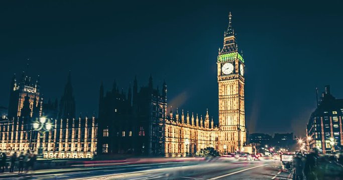 Hyperlapse of Big Ben at dusk in London