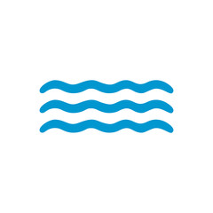 Blue waves on a white background. Cartoon hand drawing isolated on a white background. Vector icon.
