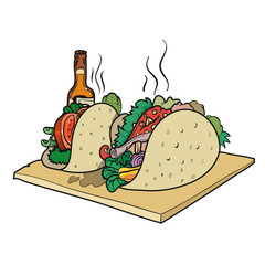 A delicious pair of Vegan Mexican Taco. Vector illustration