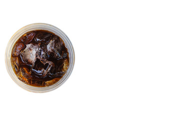 Focus coffee mug with ice isolated on white background./ clipping path