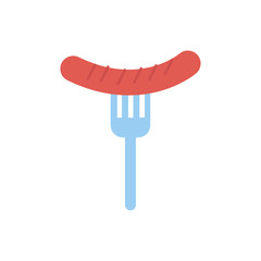 delicious sausage in fork flat style icon
